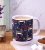 Ceramic Tea Capsule Mug With Beige & Blue Floral Print
