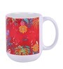 Ceramic Tea Capsule Mug With Red Floral Print