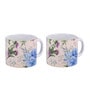 Set Of 2 Ceramic Tea Cup With Beige & Blue Floral Print