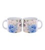 Set Of 2 Ceramic Tea Cup With Beige & Blue Floral Print