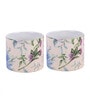 Set Of 2 Ceramic Tea Cup With Beige & Blue Floral Print