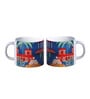 Set Of 2 Ceramic Tea Cup With Navy Blue & House Print