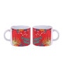 Set Of 2 Ceramic Tea Cup With Red Floral Print