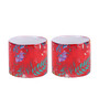 Set Of 2 Ceramic Tea Cup With Red Floral Print