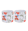 Set Of 2 Ceramic Tea Cup With White & Red Floral Print