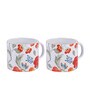 Set Of 2 Ceramic Tea Cup With White & Red Floral Print