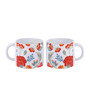 Set Of 2 Ceramic Tea Cup With White & Red Floral Print