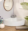Ceramic Triangle Shape White Counter Top Wash Basin (H: 6 , W: 14 , D: 14 Inches)