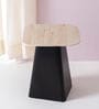 Ceramic Vista Stone End Table In Ivory & Black  Colour