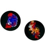 Ceramic Wall Plates With Colorful Fish Art Round Shape Set of 2