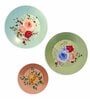 Ceramic Wall Plates With Multi Color Rose Flowers Design Art Set of 3