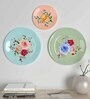 Ceramic Wall Plates With Multi Color Rose Flowers Design Art Set of 3