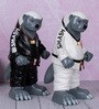 Ceramic White Karate Fighter Badger Figurine