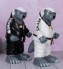Ceramic White Karate Fighter Badger Figurine