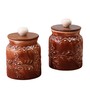 Brown Hand Painted 500ml (Set of 2) Ceramic Storage Jar
