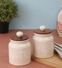 White Hand Painted 500ml (Set of 2) Ceramic Storage Jar