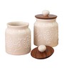 White Hand Painted 500ml (Set of 2) Ceramic Storage Jar