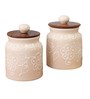 White Hand Painted 500ml (Set of 2) Ceramic Storage Jar
