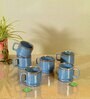 Cerulian Stripes Blue  Ceramic (Set of 6) Tea Cups