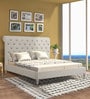 Cesar Fabric Upholstered King Size Bed in Beige Colour
