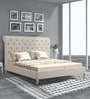 Cesar Fabric Upholstered King Size Bed in Beige Colour