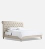Cesar Fabric Upholstered Queen Size Bed in Beige Colour