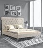 Cesar Fabric Upholstered Queen Size Bed in Beige Colour