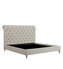 Cesar Fabric Upholstered Queen Size Bed in Beige Colour