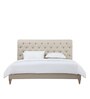 Cesar Fabric Upholstered Queen Size Bed in Beige Colour