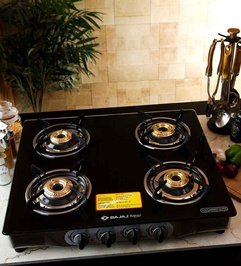 Buy Bajaj Cgx4b Black 4 Burner Glass Cooktop Online Gas Stoves