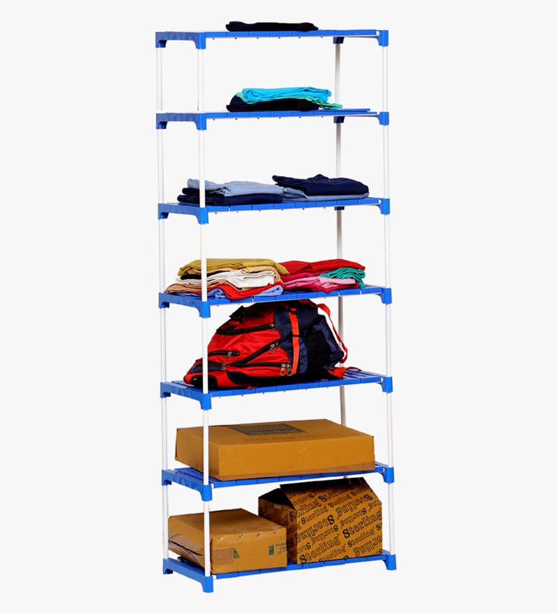 Buy Ace Multipurpose Seven Tier Shoe Rack in Blue & White Color By CGS