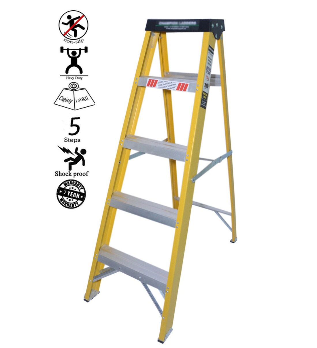 Buy 5 Steps 4.8 ft Fibre-Reinforced Plastic Step Ladder Online - Step ...