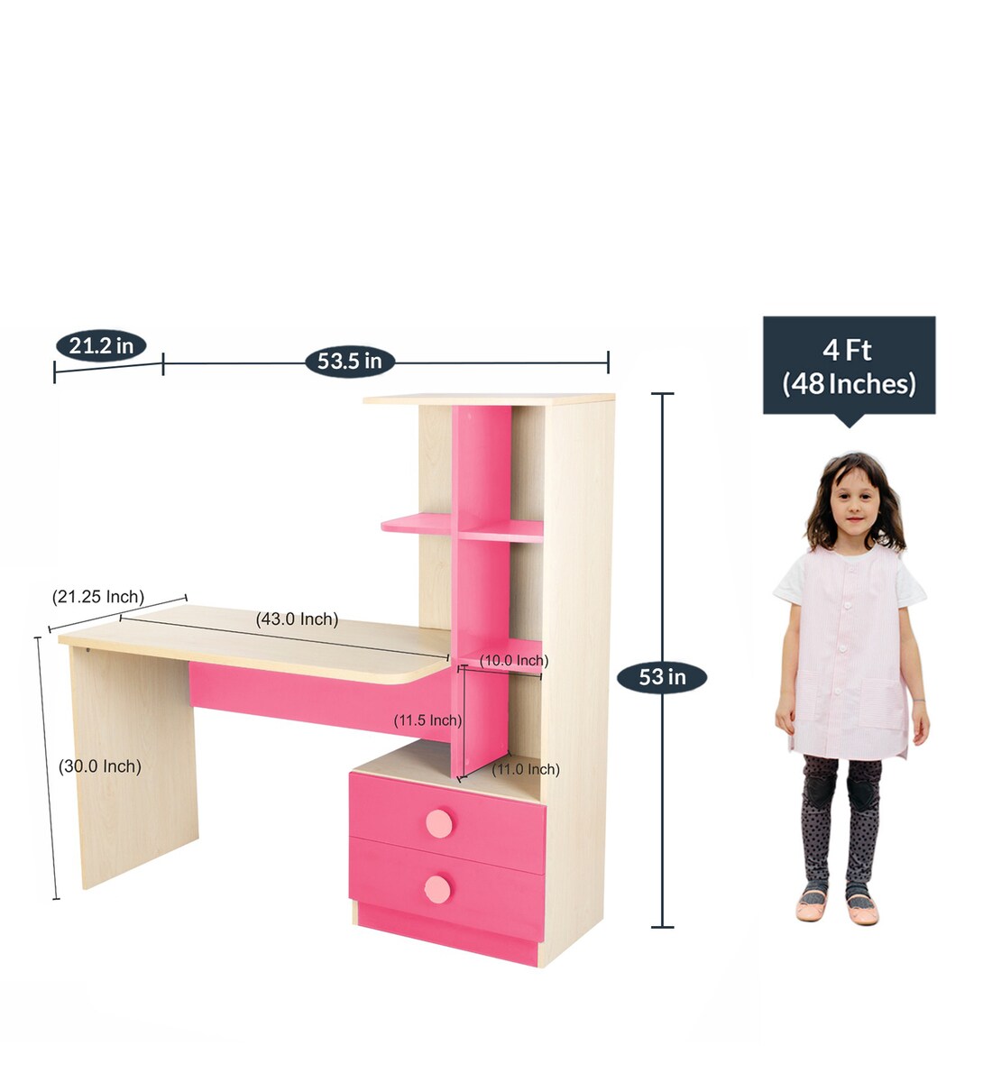 Buy Champion Study Table in Pink Colour CasaCraft By Pepperfry Online