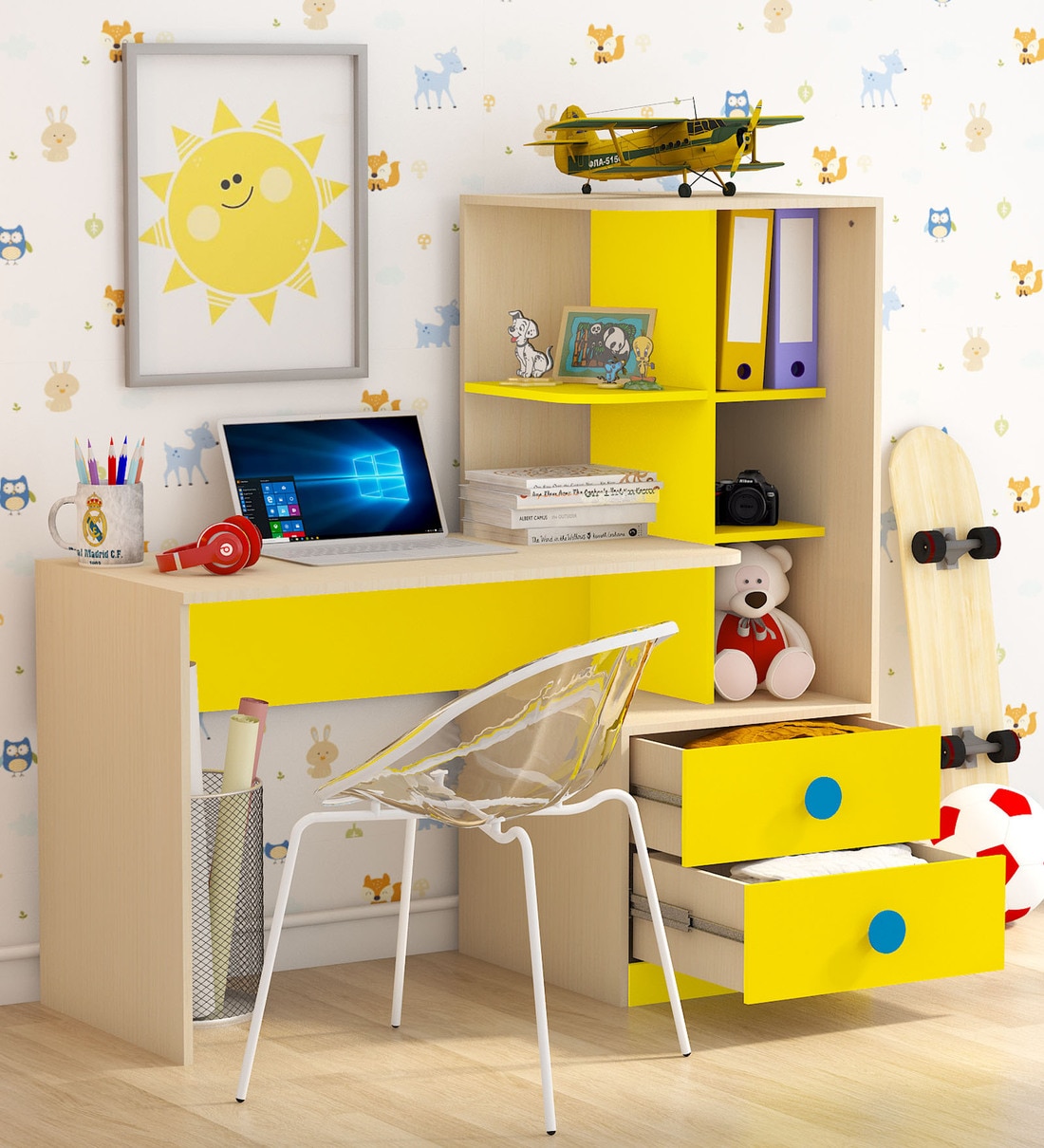 Buy Champion Study Table in Yellow CasaCraft By Pepperfry Online