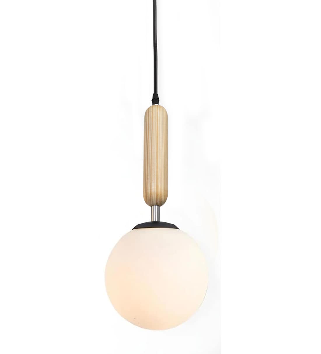 Chandelier Pendant Light, Retro Industrial Style, Rustic Wood Tube with  Frosty Globe