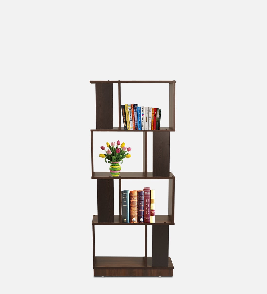 Buy Checkers Book shelf in Classic Walnut Finish by home Online Modern Book Shelves Book
