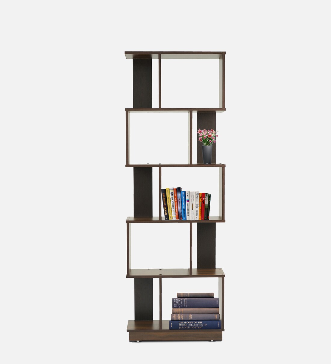 Buy Checkers Large Book Shelf In Classic Walnut Finish By Home Online Modern Book Shelves