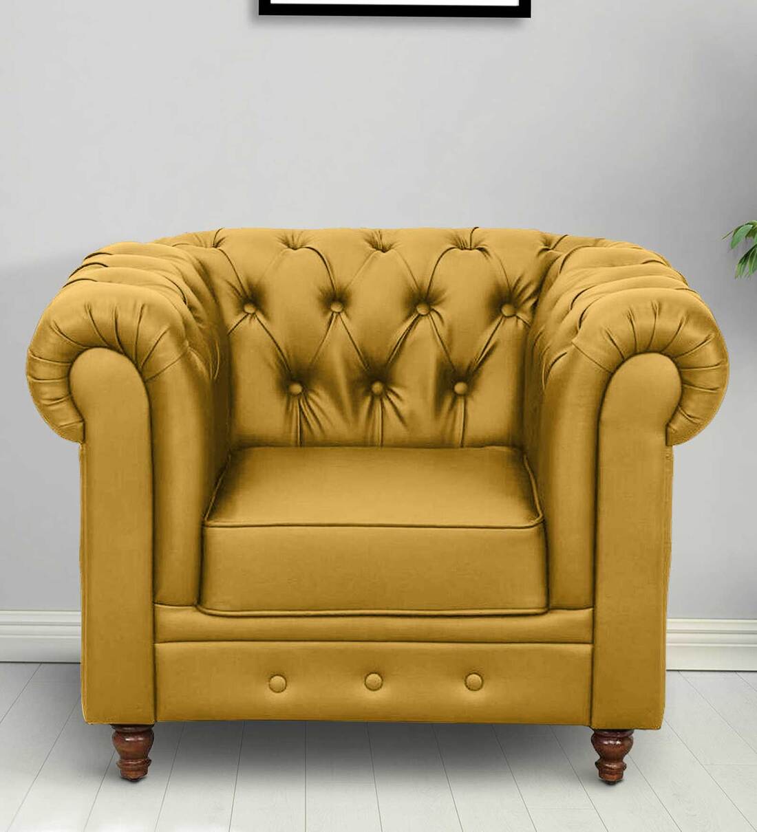 Buy Cheshire Fabric 1 Seater Sofa in Yellow Colour at 14 OFF by