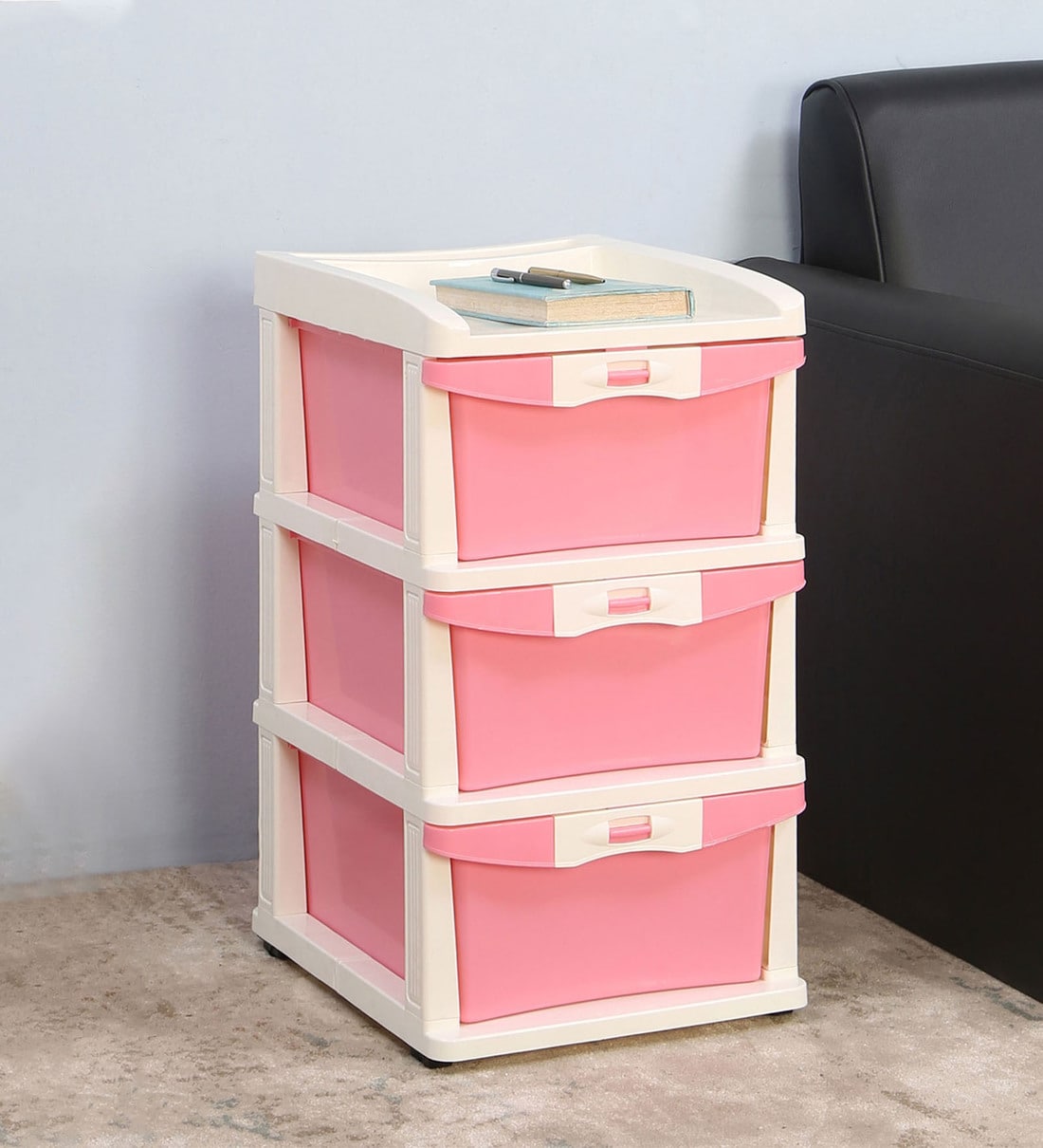 Buy Loganberries Plastic Kids Chest Of Drawers in Pink & Cream Colour