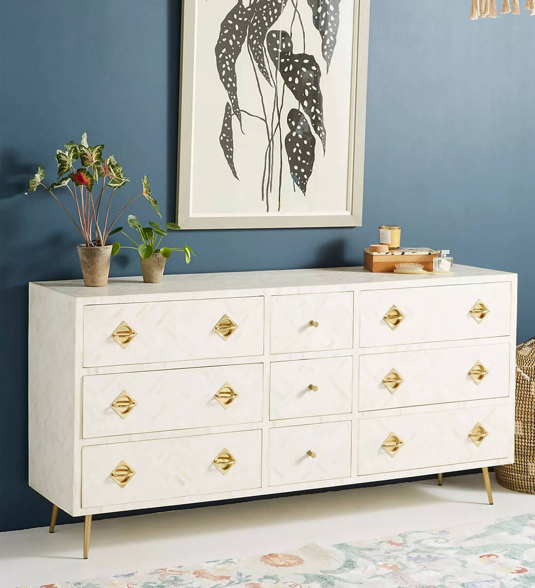 Buy Chevron Bone Inlay Chest of Drawer In White Finish at 29% OFF by ...