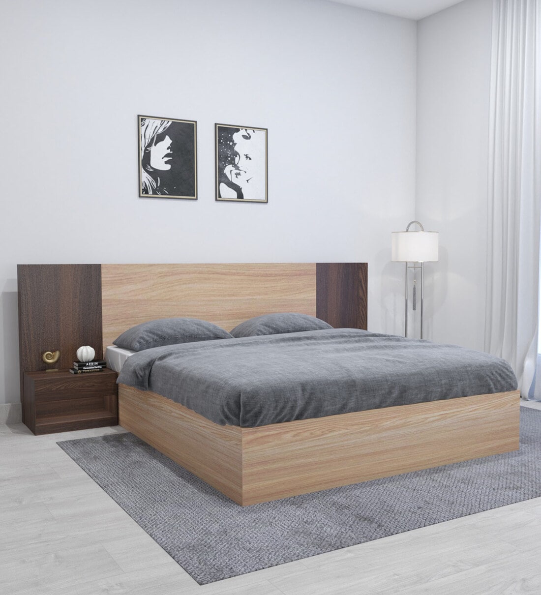 Buy Chewbacca Queen Size Bed In Rolex Light & Dark Finish With Box ...