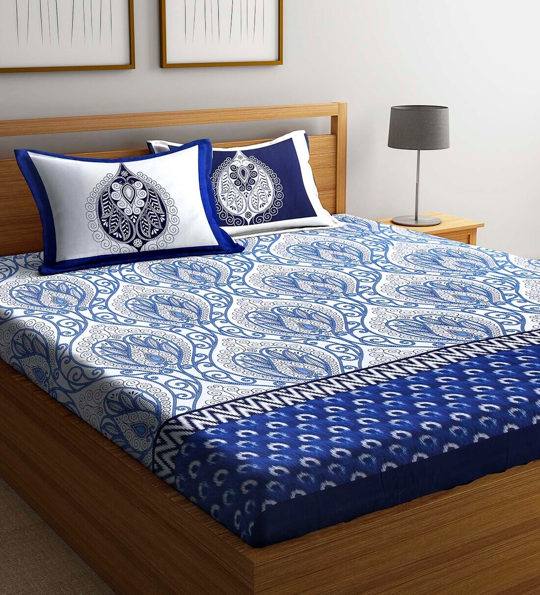 Buy Chic Home Cotton 400TC King Size Bedsheet with 2 Pillow Covers by