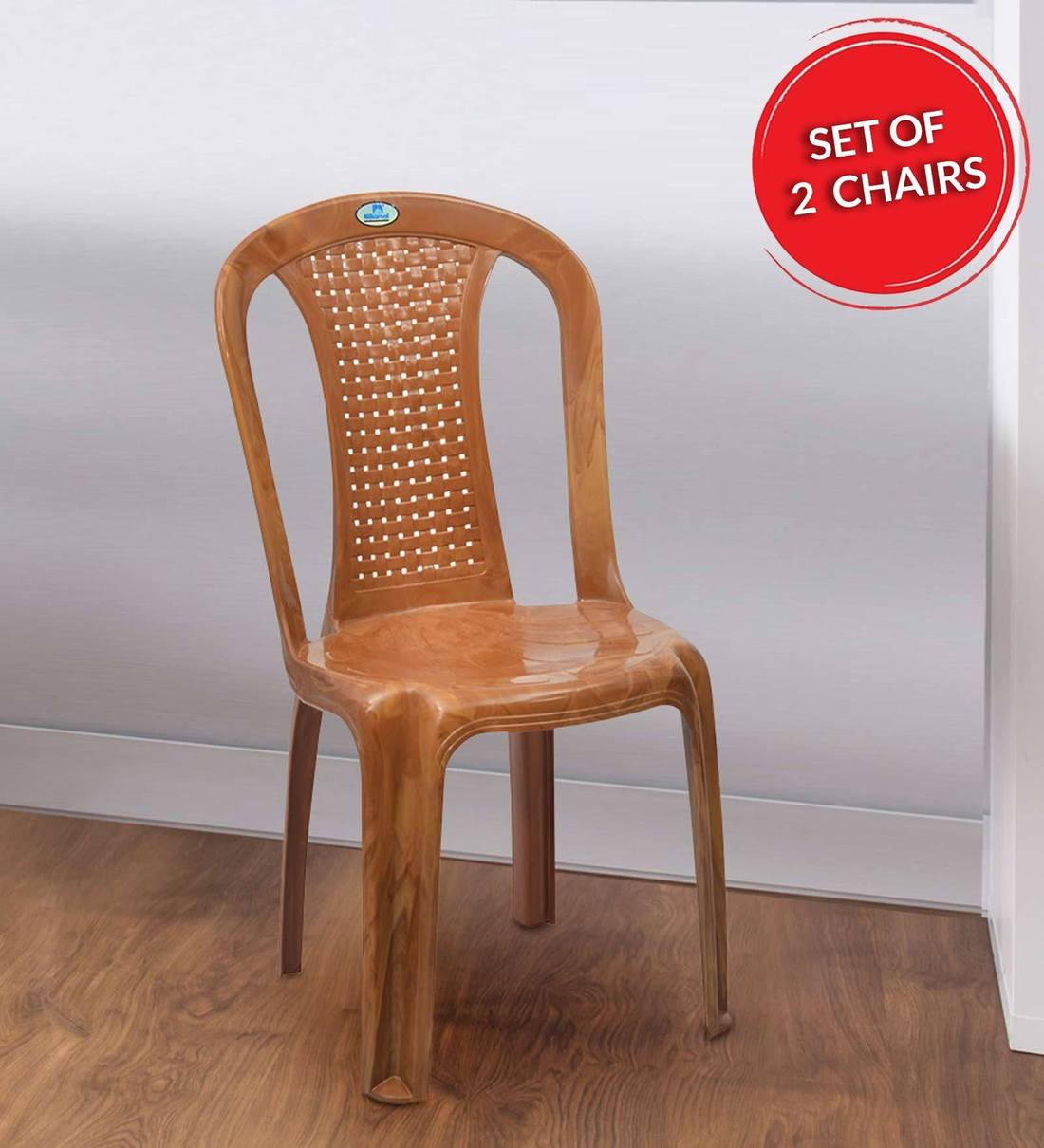 Buy CHR4002 Plastic Chair in Pear Wood Finish Set of 2 at 5 OFF