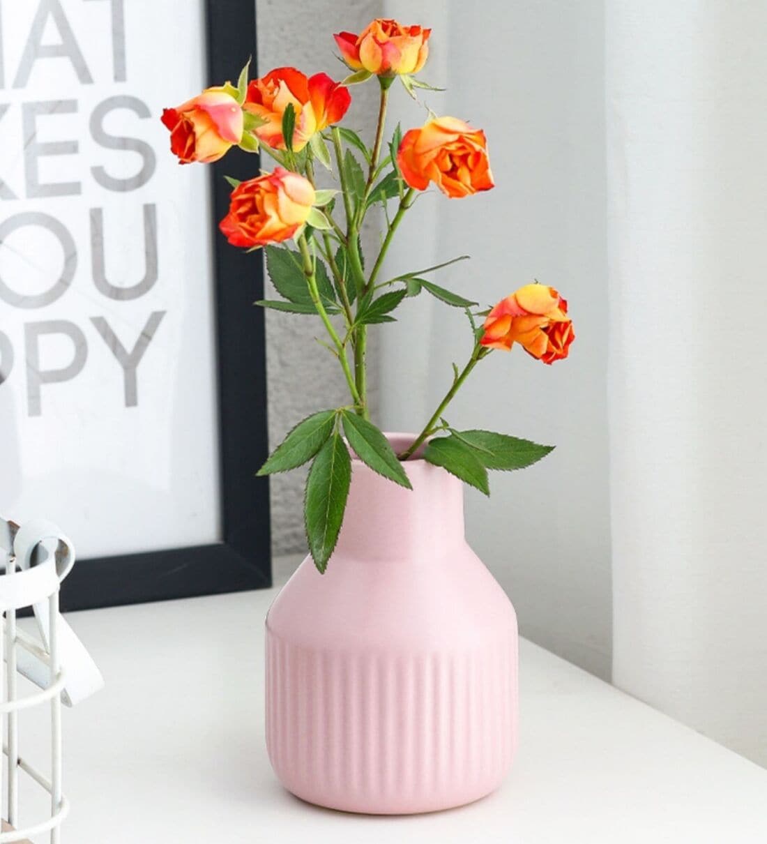 Buy Chromatic Cylindrical with Spherical Neck Pink Ceramic Flower Vase by Nestasia at 31 OFF by