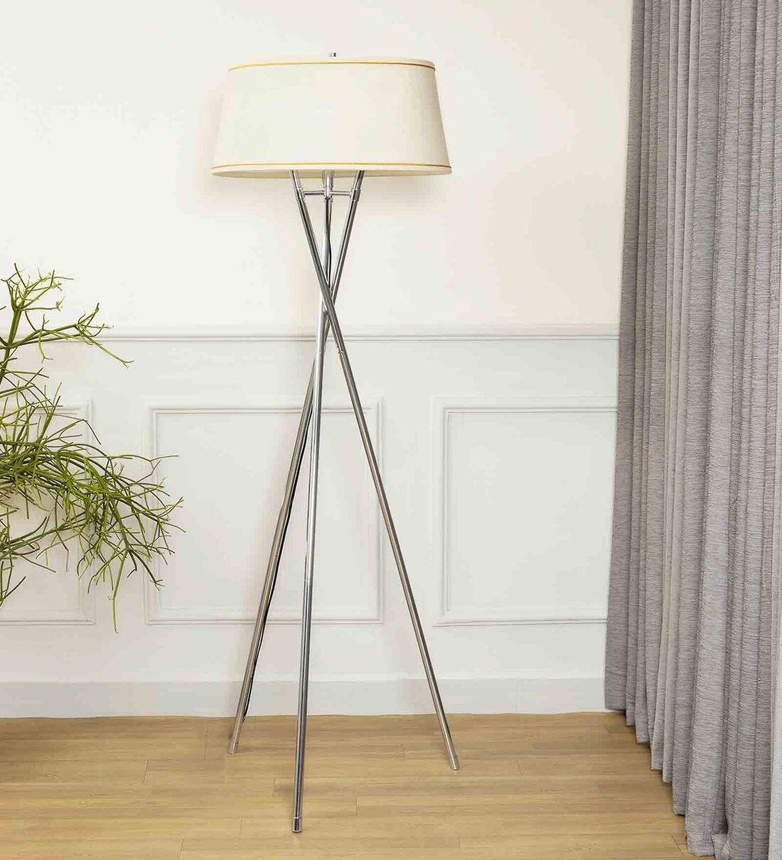 Buy Chrome Shade Floor Lamp With Metal Base By Kapoor E Illuminations