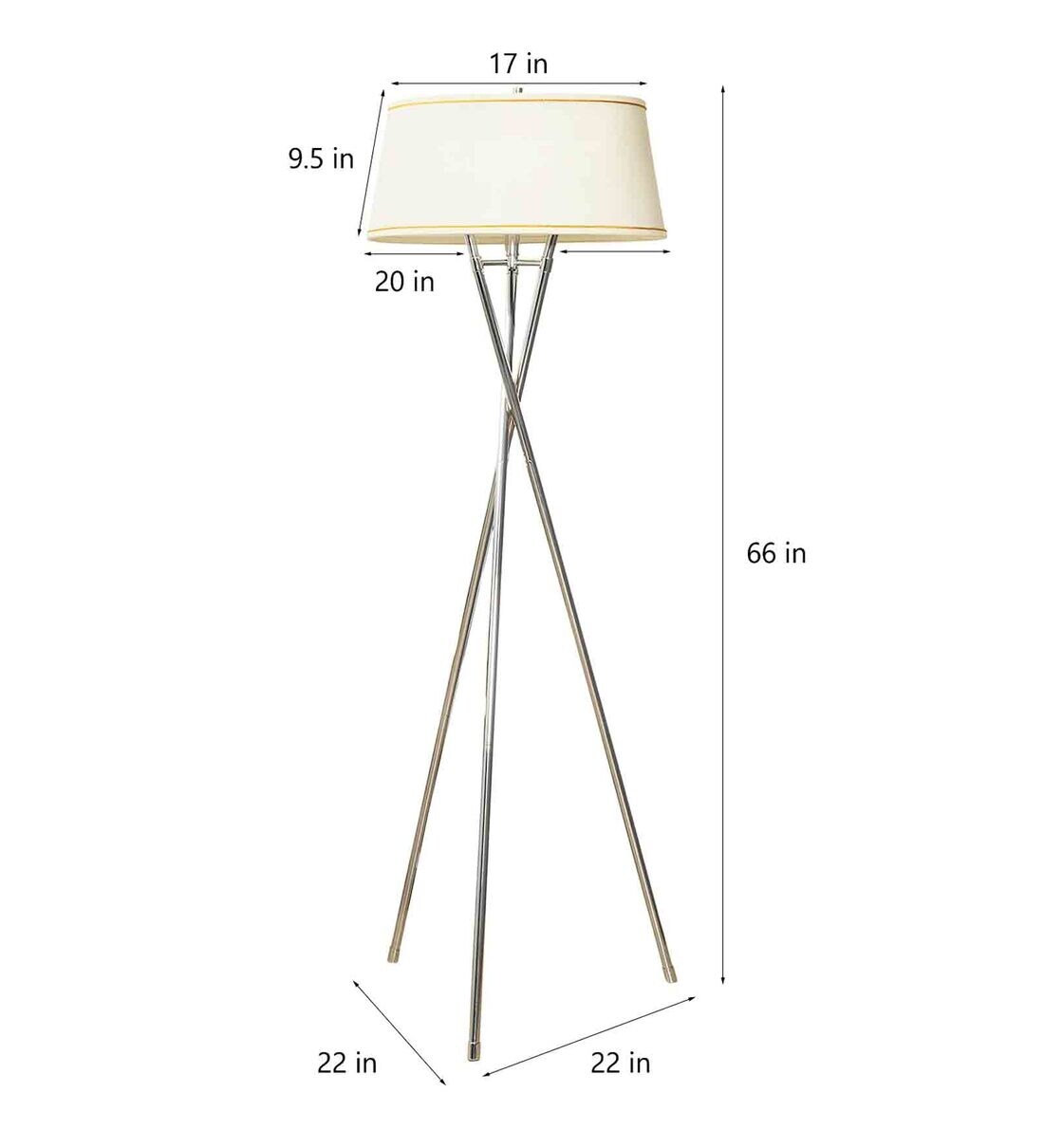 Buy Chrome Shade Floor Lamp With Metal Base By Kapoor E Illuminations
