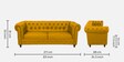Cheshire Velvet 3 Seater Sofa In Yellow Colour