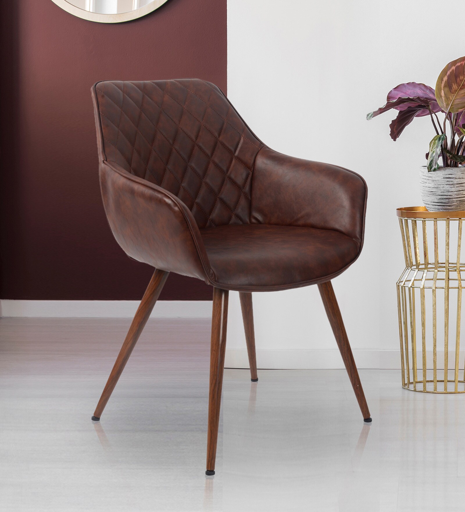 Buy Chad Accent Chair in Chestnut Colour by home Pepperfry