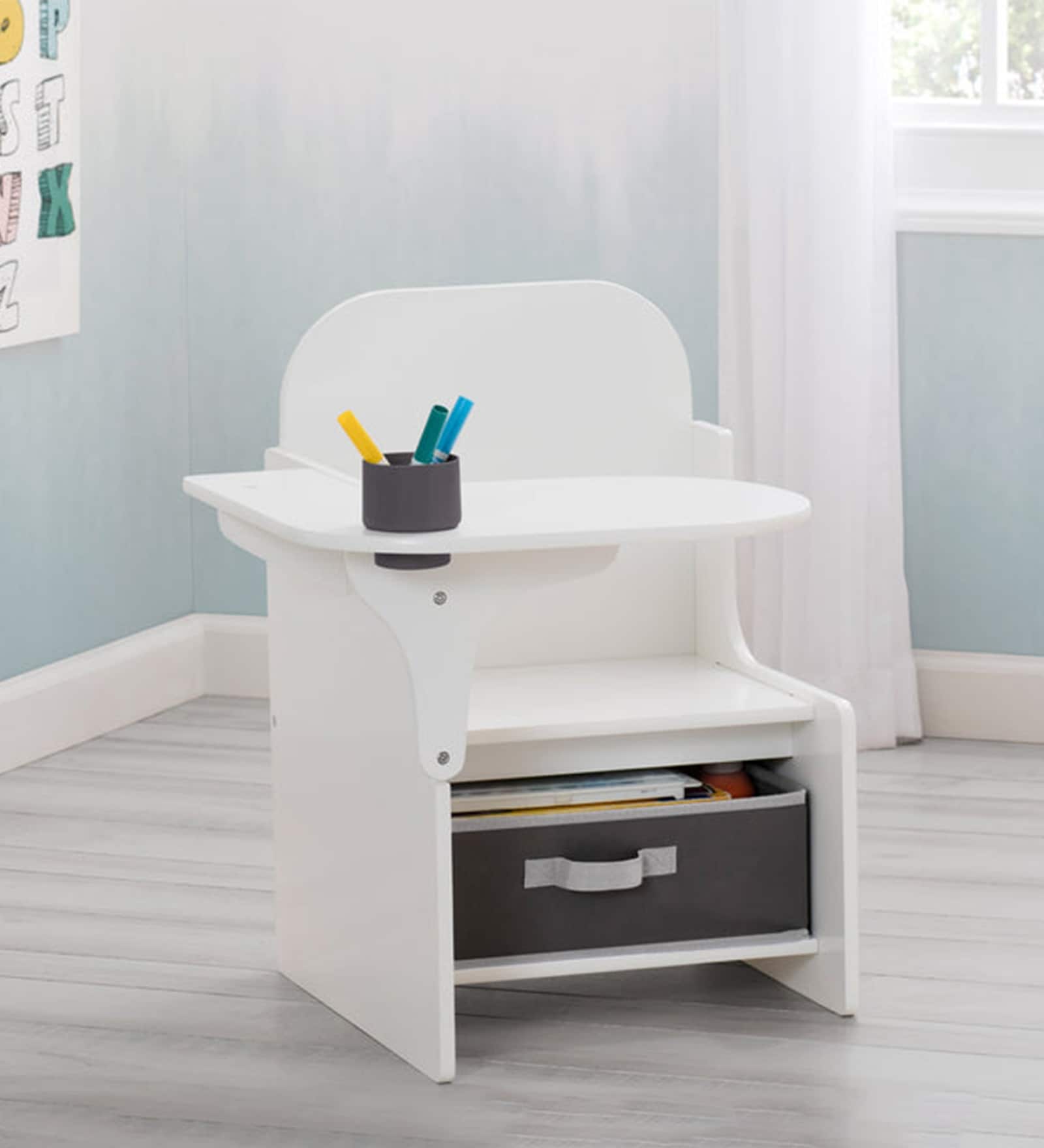 Milky Kids Activity Table in White Colour with Chair