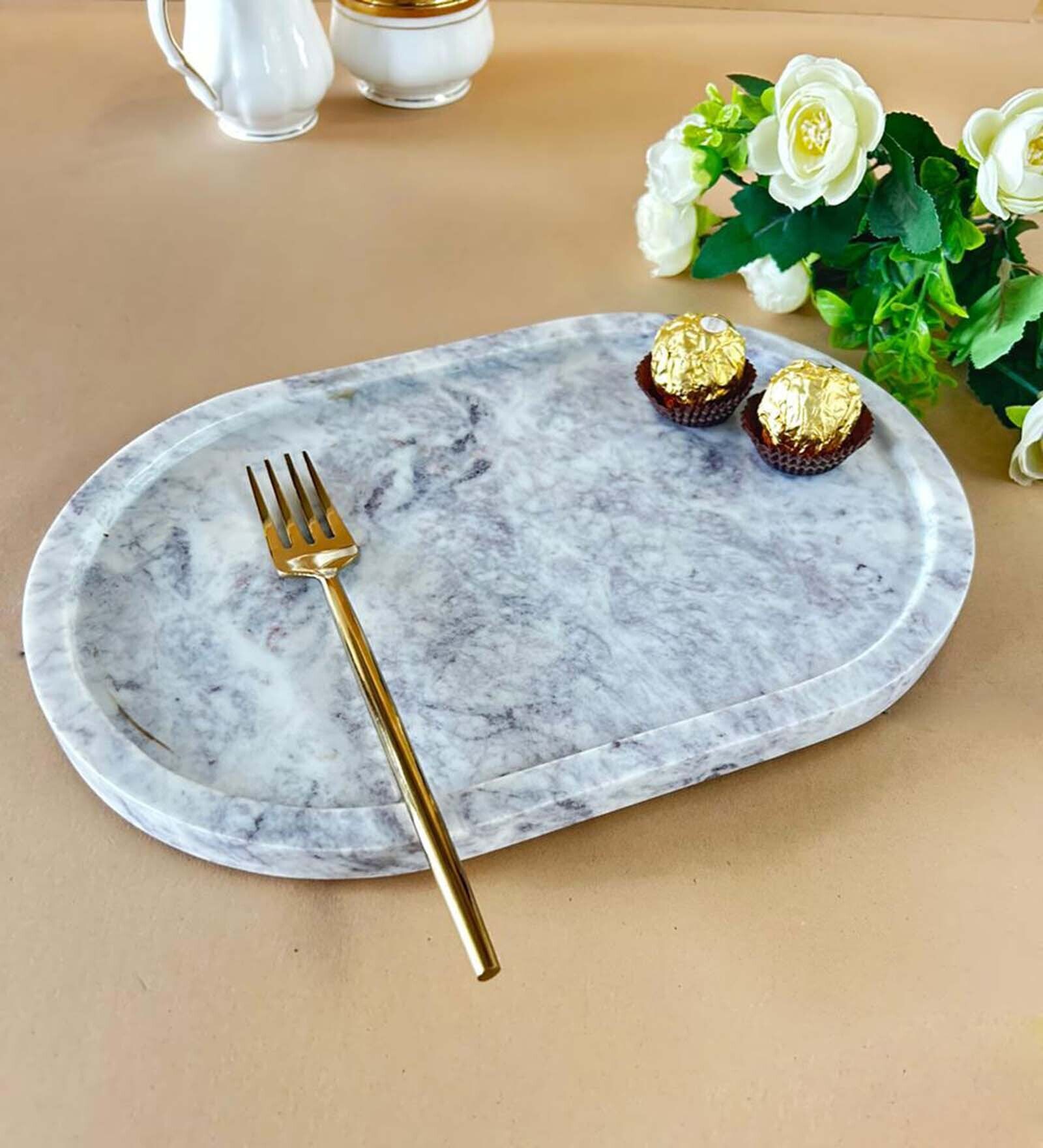 Chandrika Grey Marble Appetizer Platter